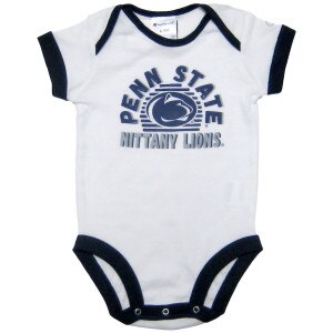 white infant onesie with Penn State Nittany Lions and Athletic Logo